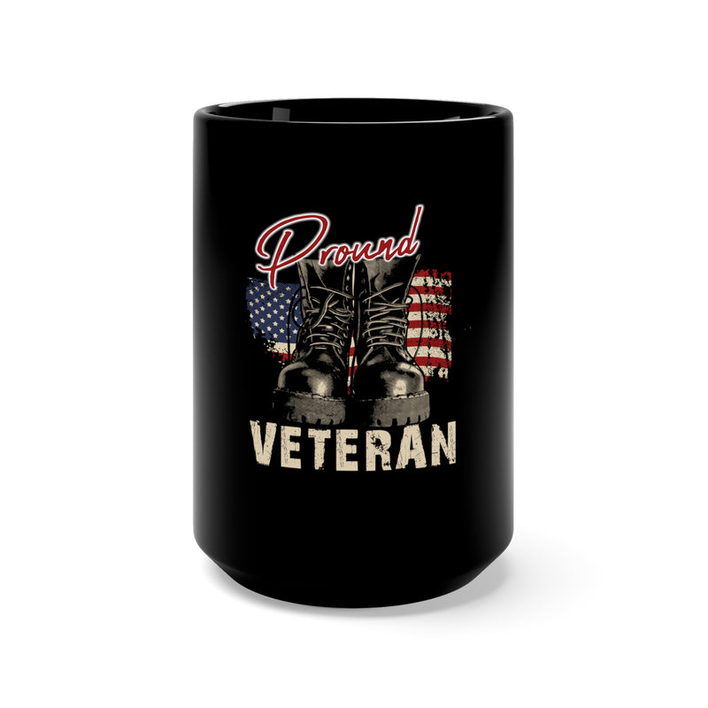 Proud Veteran: 15oz Military Design Black Mug - Honoring Service and Sacrifice