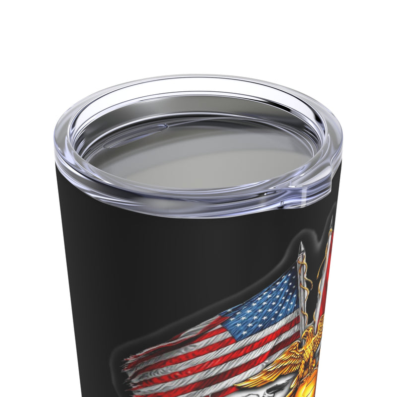 Double Flag Eagle U.S. Marines: 20oz Military Design Black Tumbler