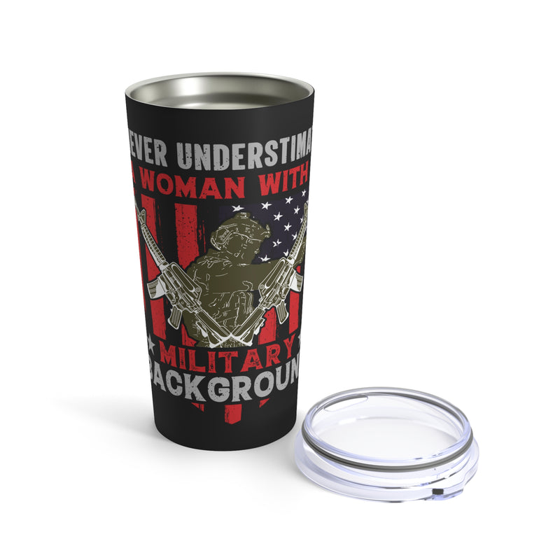 Empowered and Unstoppable: 20oz Black Military Design Tumbler - Woman with a Military Background