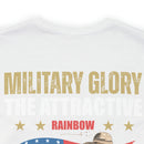 Bold and Patriotic: Military Glory T-Shirt with Striking Rainbow Design