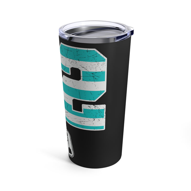 20oz Tumbler - PTSD Awareness, '22 A Day' Soldier Veteran Design on Black Background with Striking Blue Graphics