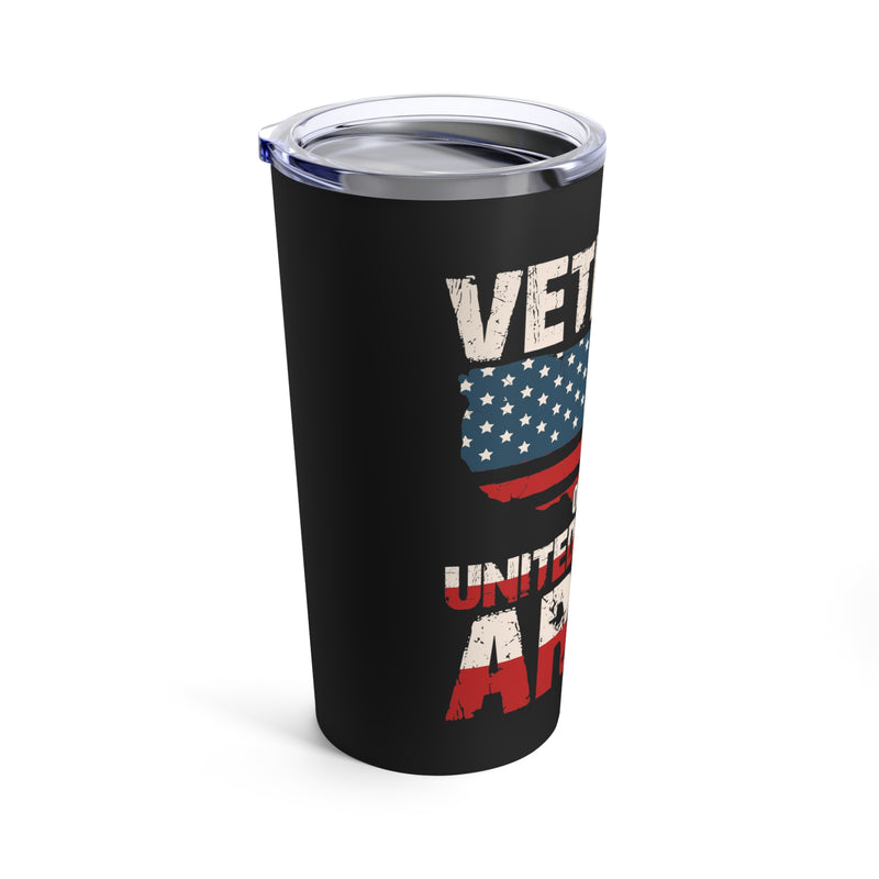 United States Army Veteran 20oz Military Design Tumbler - Black Background