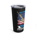 Supporting Our Deployed Heroes - 20oz Military Design Tumbler: 'On Friday We Wear Red, Remember Everyone Deployed' - Black Background