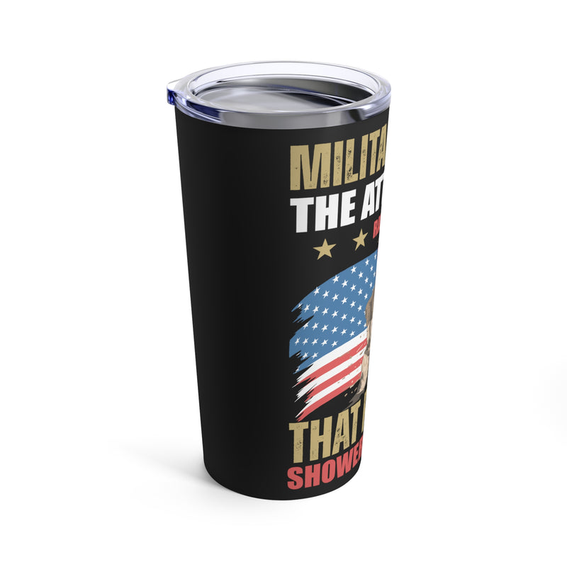 Military Glory: The Blood-Stained Rainbow of Triumph 20oz Military Design Tumbler - Black Background