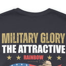 Bold and Patriotic: Military Glory T-Shirt with Striking Rainbow Design