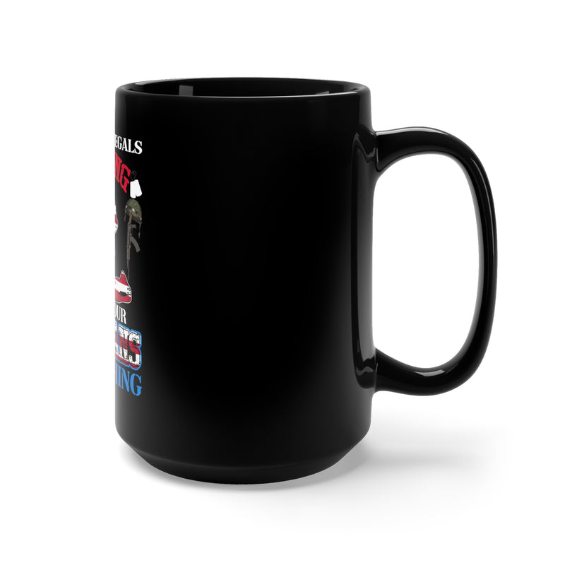 Debt of Gratitude: 15oz Black Mug with Military Design - 'We Owe H.Legals Nothing, We Owe Our Veterans Everything