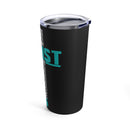 Finding Strength in Faith: 20oz Tumbler with Black Background and 'With Christ Fighting PTSD Awareness' Design
