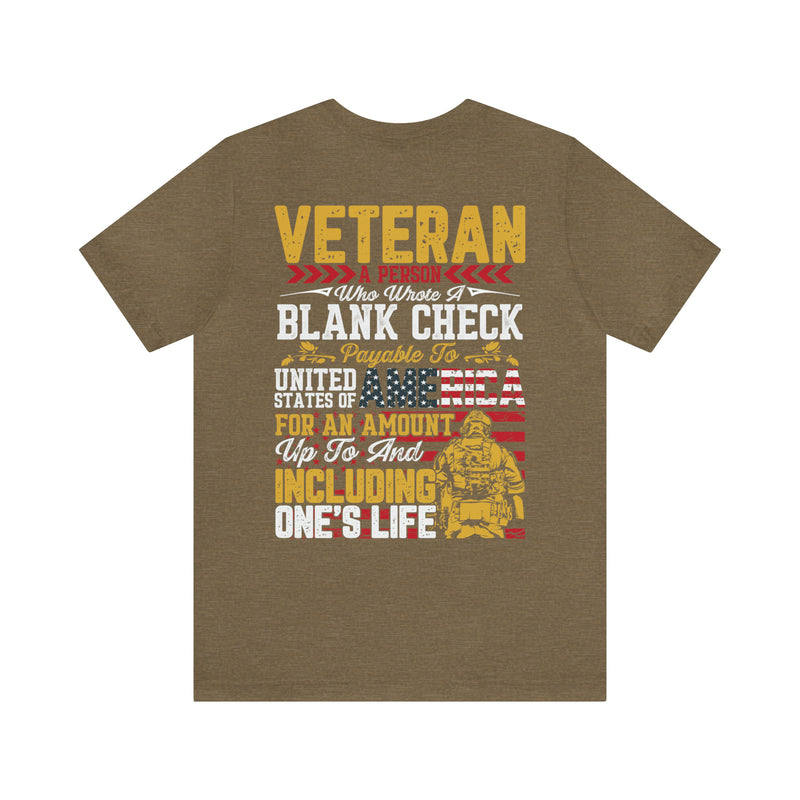 Blank Check Warriors: Honoring the Veteran - Military Design T-Shirt