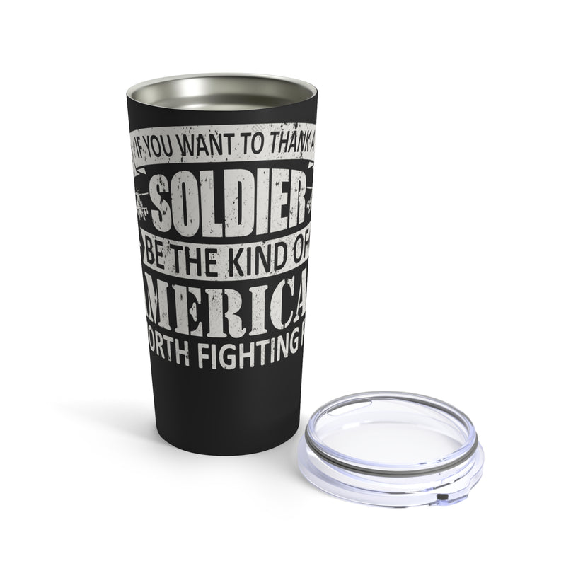 Grateful for Freedom: 20oz Black Military Design Tumbler - Be the American Worth Fighting For