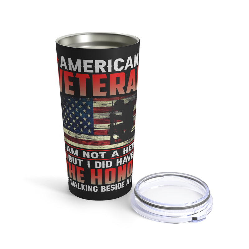 Honorable Journey: 20oz Military Design Tumbler - American Veteran - Walking Beside Heroes with Gratitude and Respect!