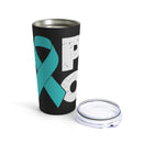 Elevating Mental Health: 20oz Tumbler with Black Background and 'PTSD Mental Health Awareness - Teal Ribbon