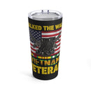 Proudly Honoring Vietnam Veterans: 20oz Military Design Tumbler - Black Background with 'I Walked The Vietnam' Inscription