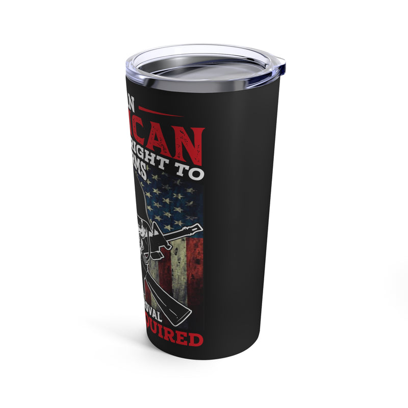 Proud Defender: 20oz Black Military Design Tumbler - 'Right to Bear Arms, Unapologetically American'
