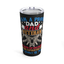 Proud Dad and Veteran: 20oz Black Military Design Tumbler - 'My Oath Has No Expiration Date for Either'