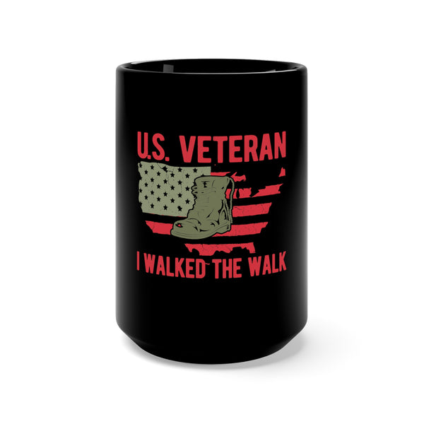 Walked the Walk: 15oz Military Design Black Mug - Commemorate the Journey of a U.S. Veteran!