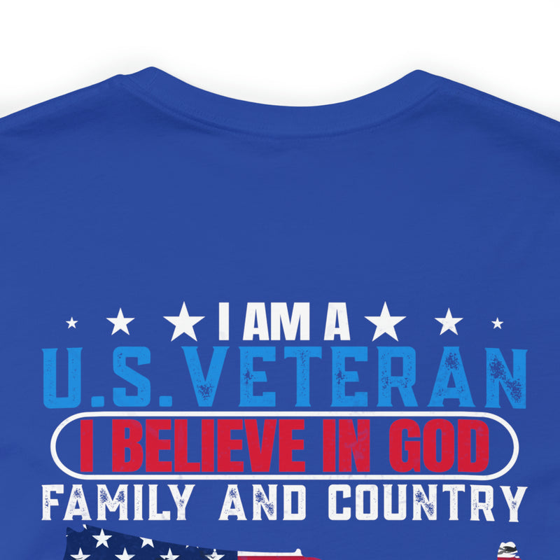 U.S. Veteran Pride T-Shirt: 'God, Family, Country' Military Design