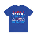 Fierce and Fiery: Military Design T-Shirt - 'Warning: This Girl is a Smoking Hot Veteran and Can Protect Herself!'