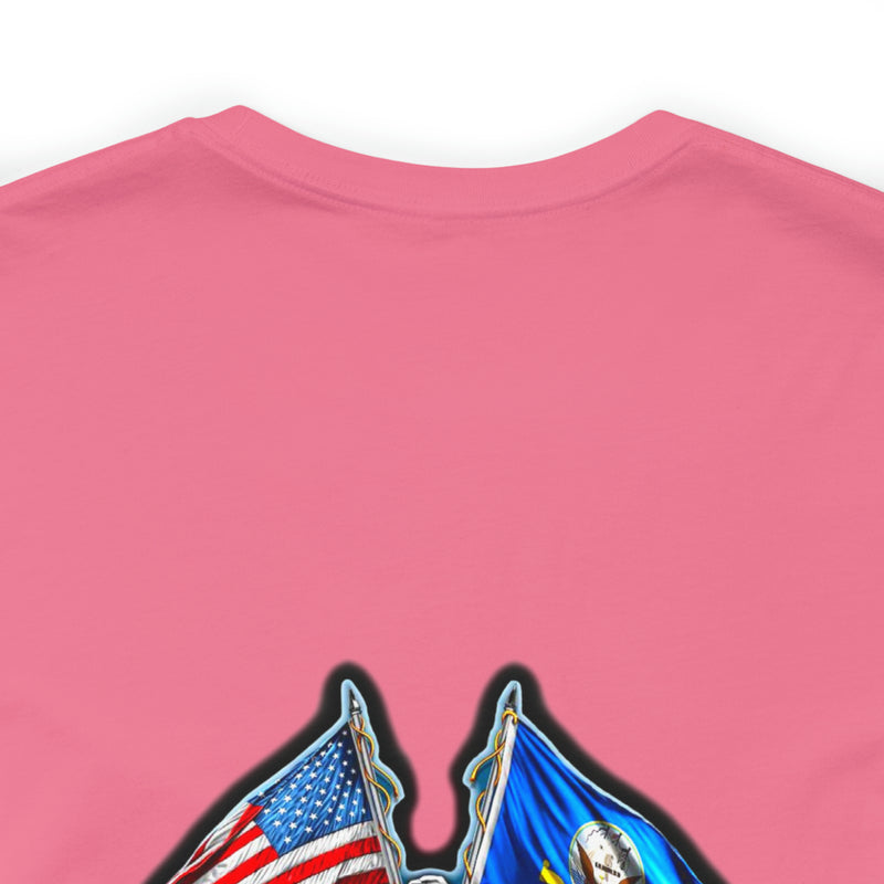 Navigating Strength and Courage: Military T-Shirt with 'New Double Flag Eagle U.S. NAVY' Design