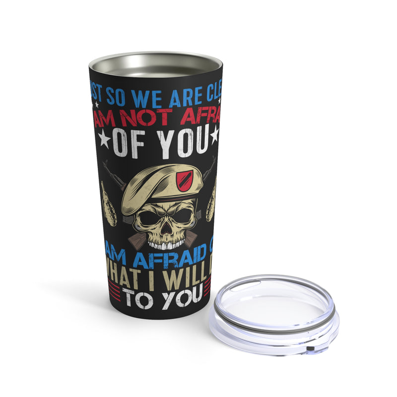 Bold and Fearless: 20oz Black Military Design Tumbler for the Unyielding Veteran