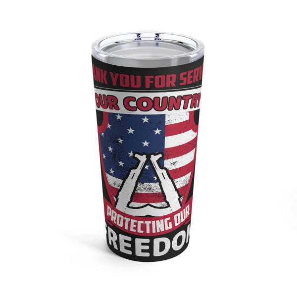 Gratitude and Freedom: 20oz Black Military Design Tumbler - Thanking You for Your Service to Our Country