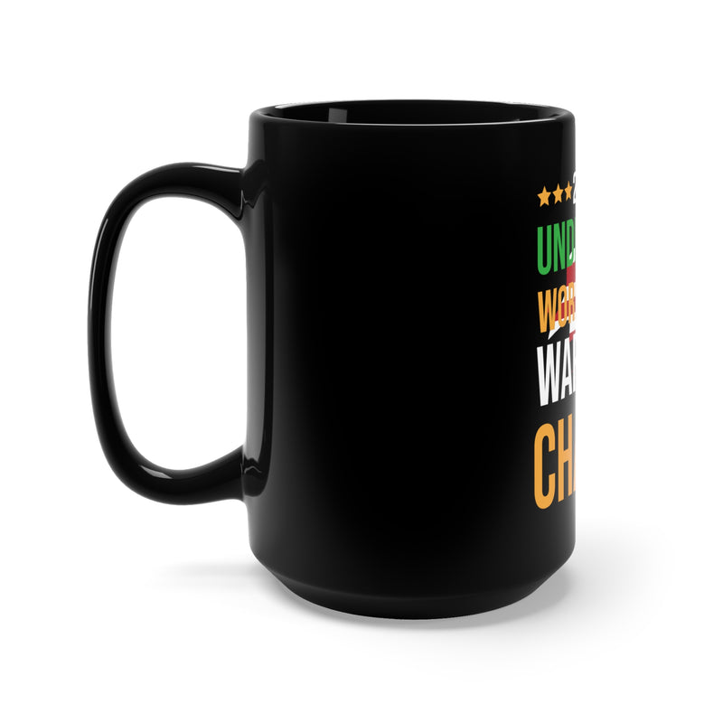 2Time Undefeated World War Champs: Military Design Black Mug - 15oz - Show Your Patriotic Pride