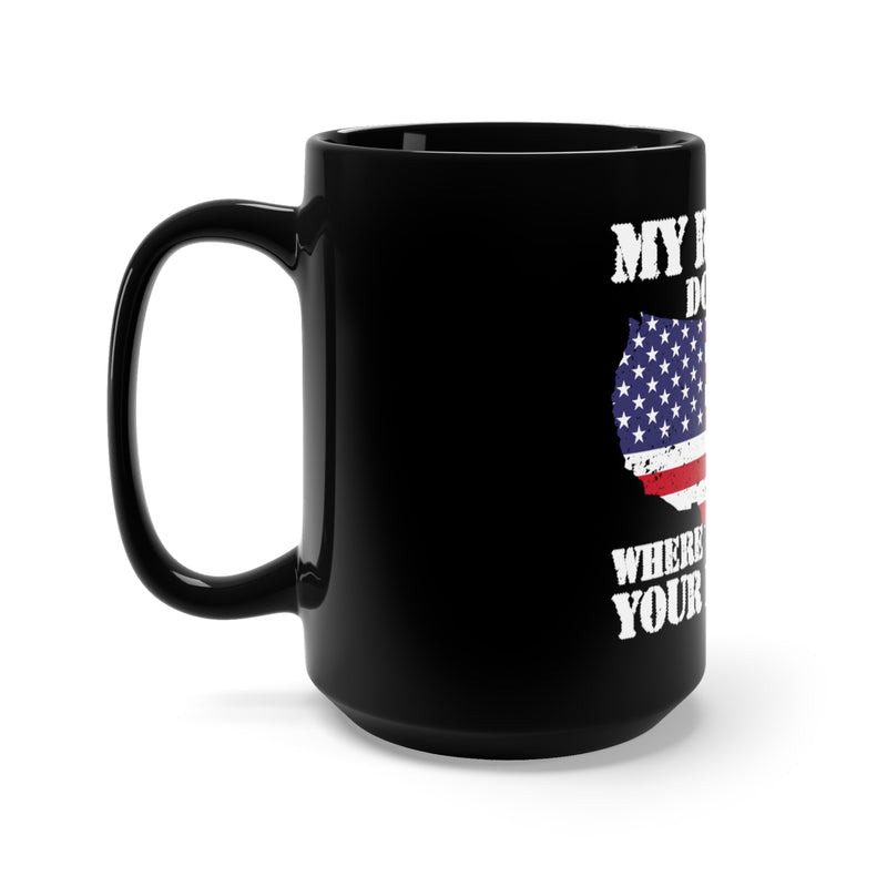 Bold 15oz Military Design Black Mug: Assert Your Rights, Defend Freedom
