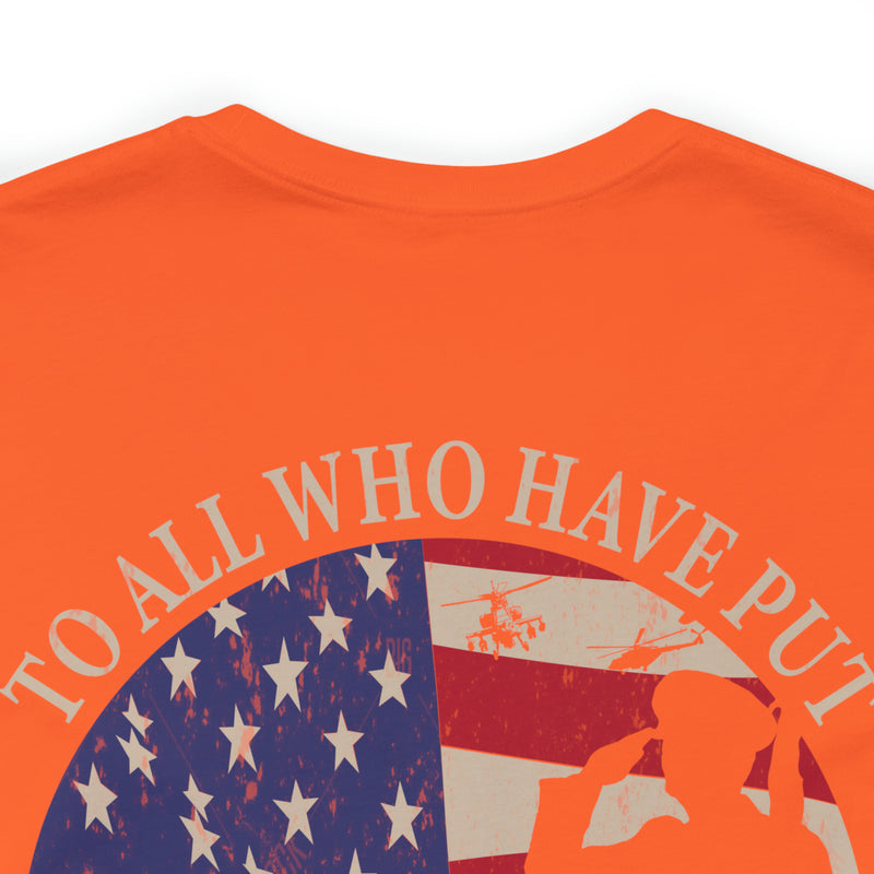 Saluting Sacrifice: Thank You to All Who Defend the Flag Military T-Shirt