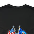 Navigating Strength and Courage: Military T-Shirt with 'New Double Flag Eagle U.S. NAVY' Design