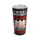 Unyielding Defender: 20oz Military Design Tumbler - Never Underestimate a US Veteran - Old but Mighty!