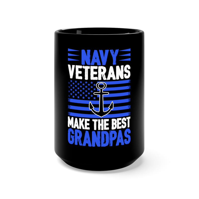 Celebrating Grandpa: 15oz Military Design Black Mug for Navy Veteran Grandpas