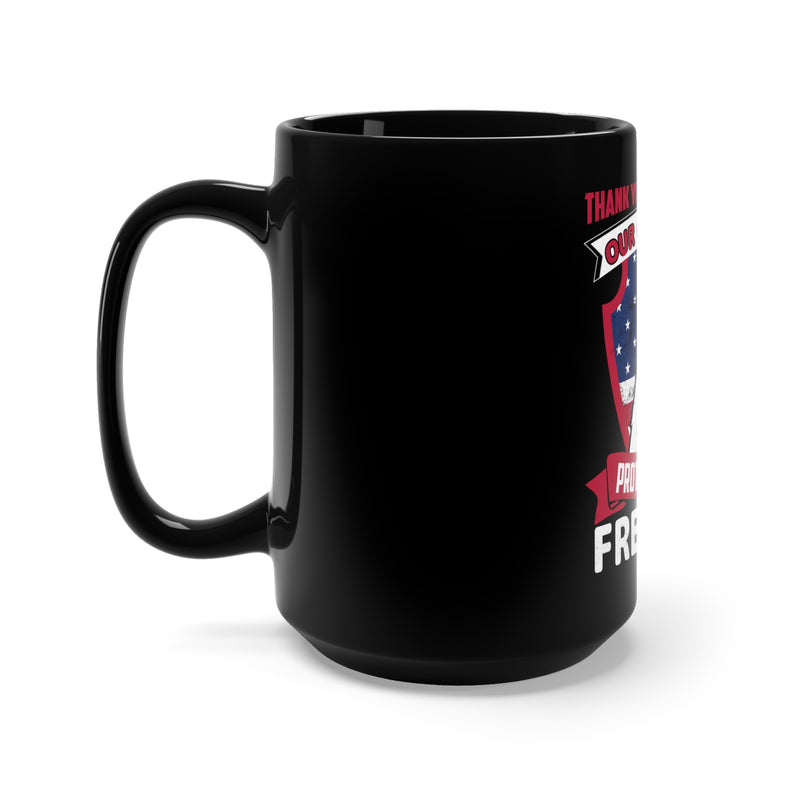 Defenders of Freedom: 15oz Military Design Black Mug - Gratitude for Those Who Protect Our Country