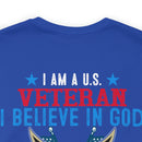 Patriotic Allegiance: Military Design T-Shirt - 'I Am a U.S. Veteran - Believer in God, Family, and Country - Proudly Saluting My Flag'