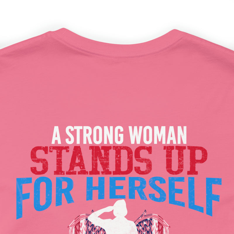 Empowered Service: Military Design T-Shirt - 'A Female Veteran Stands Up for Her Country