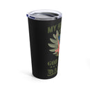 Badass Support: 20oz Military Design Tumbler - My Husband's a Veteran, and Even God Thinks I'm a Badass!