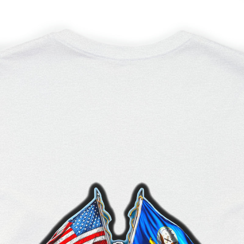 Navigating Strength and Courage: Military T-Shirt with 'New Double Flag Eagle U.S. NAVY' Design