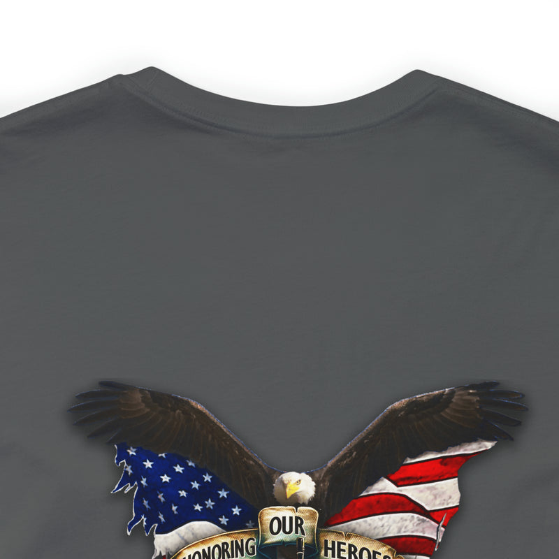 Remembering Their Sacrifice: Military T-Shirt with 'Honor Our Heroes, Remember Their Sacrifice' Design