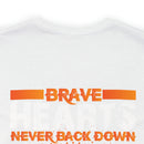 Brave Hearts Never Back Down: Military Design T-Shirt Honoring Veterans' Bravery