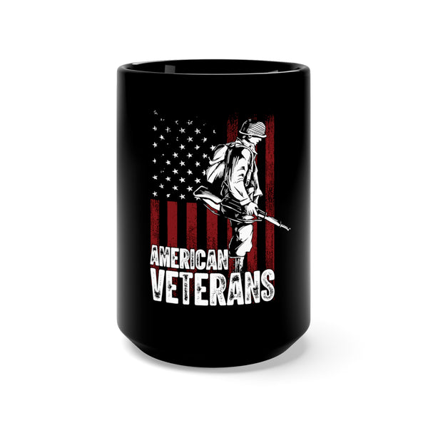 American Veterans 15oz Military Design Black Mug - Uniting Heroes in Every Sip!