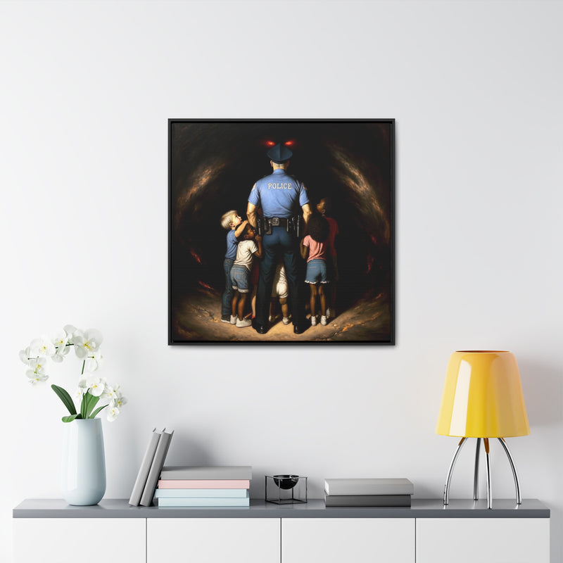 A Shield Against the Darkness Framed Canvas