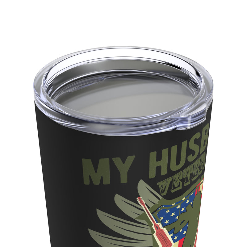 Badass Support: 20oz Military Design Tumbler - My Husband's a Veteran, and Even God Thinks I'm a Badass!