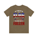 We Stand, We Kneel: Military Design T-Shirt Honoring Flag and Fallen Heroes