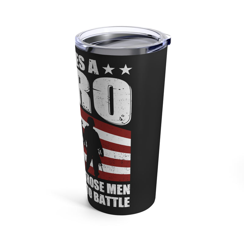 Courageous Heroes: 20oz Black Military Design Tumbler - Honoring Those Who Go Into Battle