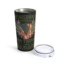 Badass Support: 20oz Military Design Tumbler - My Husband's a Veteran, and Even God Thinks I'm a Badass!