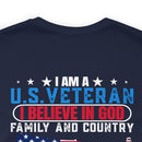 U.S. Veteran Pride T-Shirt: 'God, Family, Country' Military Design