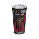 Proud to be American: Patriotic 20oz Military Design Tumbler - Black Background