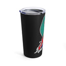 20oz Tumbler - '22 Veteran' PTSD Awareness: Striking Green Design on Black Background