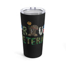 Proud Veteran: 20oz Military Design Tumbler in Bold Black