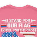 Patriotic Faith: Military Design T-Shirt - 'I Stand for Our Flag, I Kneel for the Cross - Proud Veteran, Blessed Christian'