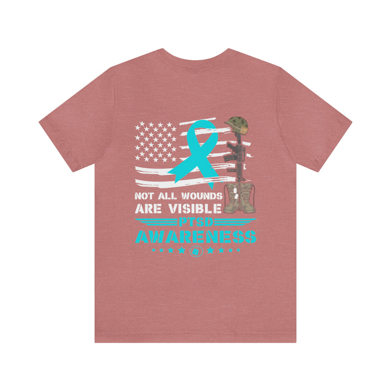 Patriotic Military PTSD Awareness: Support Our Heroes T-Shirt