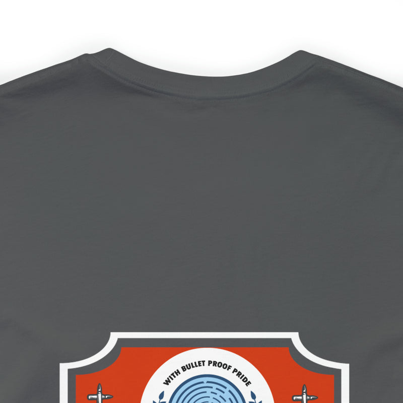 Unwavering Support: Military Design T-Shirt - 'With Bulletproof Pride, I Stand Forever Behind My Police Officer Daughter